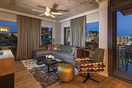 Sample Living Area With Skyline View