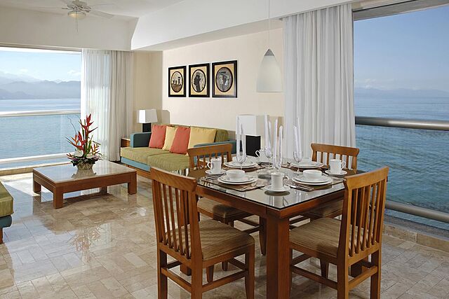 Living area in one- and two-bedroom suites