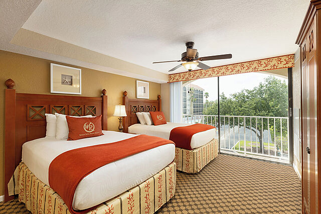 Sample bedroom: studio and two-bedroom villas