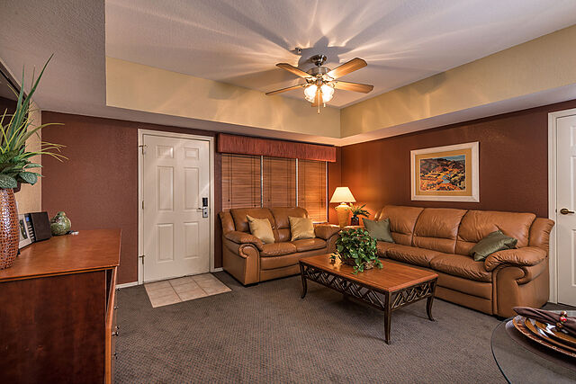 Sample living area in one- and two-bedroom villas