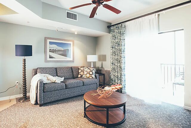 Sample one-bedroom villa living area