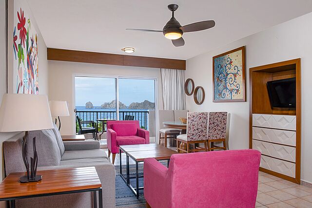 Sample one-bedroom suite living area