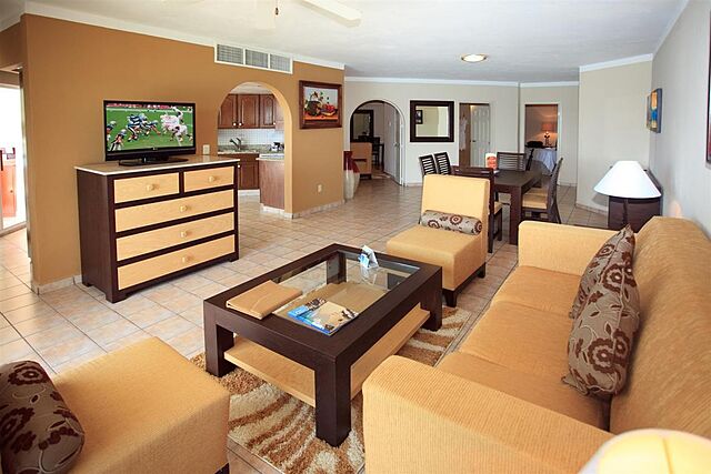 Sample two-bedroom suite living area
