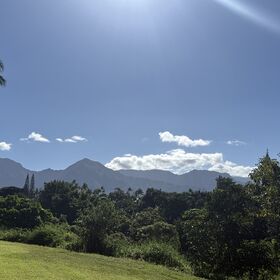 View from balcony of 12 F mountains and partial ocean