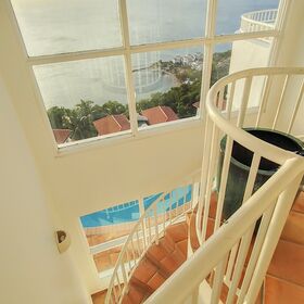 Spiral stairs upper foyer