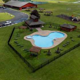 Aerial Photo of Eagle Rock Resort Outdoor Pool (Credit: Eagle Rock Resort)