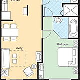 Wyndham Skyline Tower — 1BR/1BA Deluxe Floor Plan