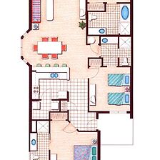 Waterside by Spinnaker &mdash; Sample Three-Bedroom Floor Plan