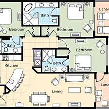 Emerald Grande at HarborWalk Village — Sample three-bedroom unit floorplan