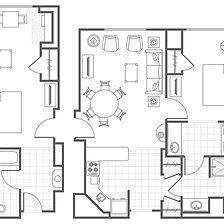 Marriott's Grand Chateau &mdash; 2 Bedroom Villa (Kings) Floorplan
