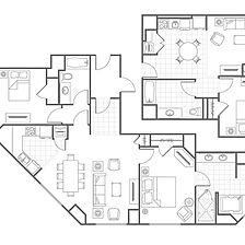Marriott's Grand Chateau &mdash; 3 Bedroom Villa Floorplan