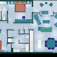Copper Creek Villas & Cabins at Disney's Wilderness Lodge — Two-bedroom Cabin Floorplan