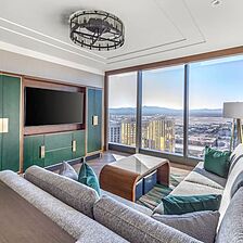 Elara by Hilton Grand Vacations — One-Bedroom Premium Suite Living Area (Hilton Club)