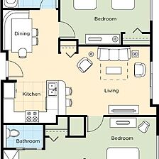 Club Wyndham National Harbor — Sample 2 Bedroom Deluxe Floorplan