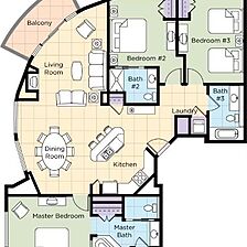 Club Wyndham National Harbor — Sample 3 Bedroom Presidential Floorplan
