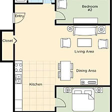 Club Wyndham Long Wharf — Sample 2 Bedroom Deluxe Floorplan
