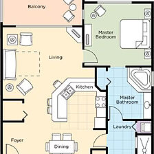 Club Wyndham Bonnet Creek Resort — 1 Bedroom Deluxe Floorplan