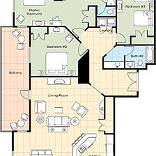 Club Wyndham Bonnet Creek Resort — 3 Bedroom Presidential Floorplan