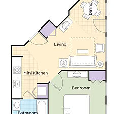 Club Wyndham Smoky Mountains — One-bedroom suite floorplan