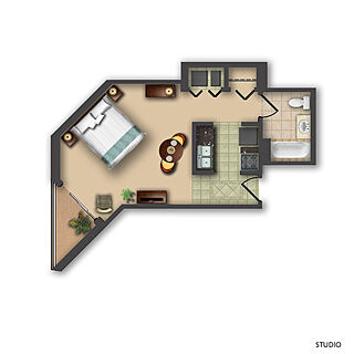 Hilton Grand Vacations at Anderson Ocean Club — Sample Studio Unit Floorplan