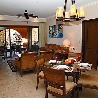 Villa del Palmar at the Islands of Loreto — Sample unit living/dining room