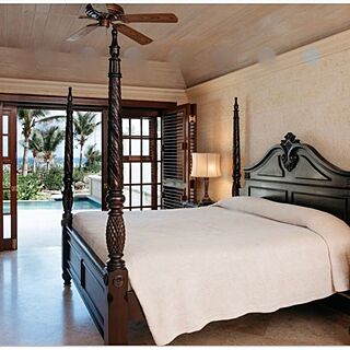 The Residences at the Crane Beach Resort — Sample unit master bedroom to the patio with 28ft pool