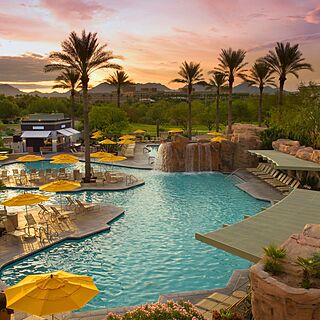 Marriott's Canyon Villas at Desert Ridge — Pool with Waterfall and Cabanas/Loungers
