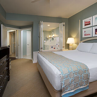 Disney's BoardWalk Villas — Sample master bedroom in one-bedroom villa
