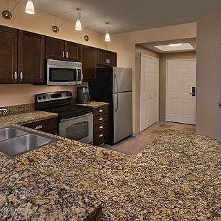 Marriott's Harbour Lake — Sample kitchen in one- and two-bedroom villas. (furniture and finishes vary from tower to tower)