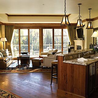The Ritz-Carlton Club, Vail — Sample Living Area and Kitchen