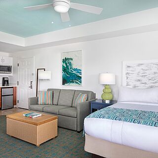 Marriott's Harbour Lake — Sample Studio unit with partial kitchen (furniture and finishes vary from tower to tower).