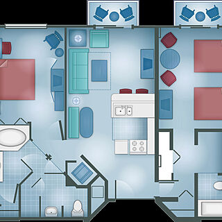 Disney's Beach Club Villas — Two-bedroom villa floorplan