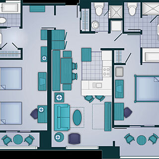 The Villas at Disney's Grand Californian Hotel & Spa — Two-bedroom Villa Floorplan