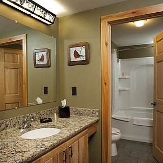 Hope Lake Lodge & Indoor Water Park — Sample Bathroom