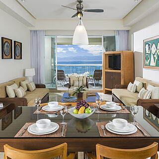 The Grand Mayan at Vidanta Nuevo Vallarta — Sample suite living and dining area