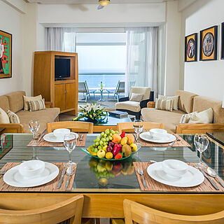 The Grand Mayan Acapulco — Living and dining area in one- and two-bedroom suites.