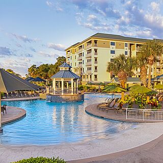 Marriott's Barony Beach Club — Walk-In Pool With Umbrellas and Loungers