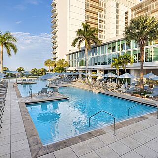Marriott's Crystal Shores — Pool with Loungers and Umbrellas