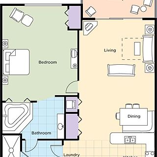 Club Wyndham Ocean Walk — 1 Bedroom Deluxe Floorplan