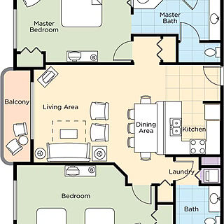 Club Wyndham Ocean Walk — 2 Bedroom Deluxe Floorplan