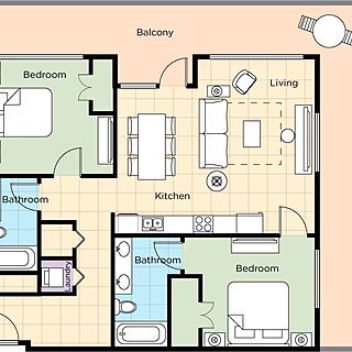 Club Wyndham Austin — 2 Bedroom Deluxe Suite Floorplan