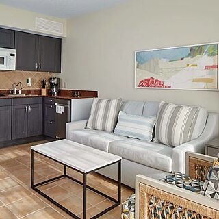 La Cabana Beach Resort — Sample Living Area and Kitchen