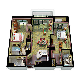 Marriott's Ko Olina Beach Club — 2 Bedroom Villa Floorplan