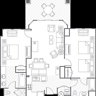 Marriott's OceanWatch Villas at Grande Dunes — 2 Bedroom Villa Floorplan