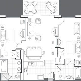 Marriott's Waiohai Beach Club — 2 Bedroom Villa Floorplan