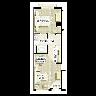 Harborside Resort at Atlantis &mdash; 1 Bedroom Deluxe Villa (Smaller Unit) Floorplan