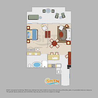 Hyatt Vacation Club at Ka'anapali Beach &mdash; 1 Bedroom Suite Floorplan