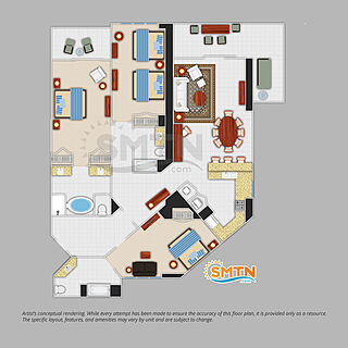 Hyatt Vacation Club at Ka'anapali Beach &mdash; 3 Bedroom Suite Floorplan