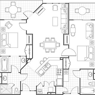 Marriott's Canyon Villas at Desert Ridge — 2 Bedroom Villa Floorplan (King in 2nd)