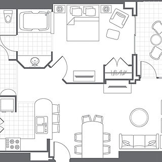 Marriott's BeachPlace Towers — 1 Bedroom Villa Floorplan